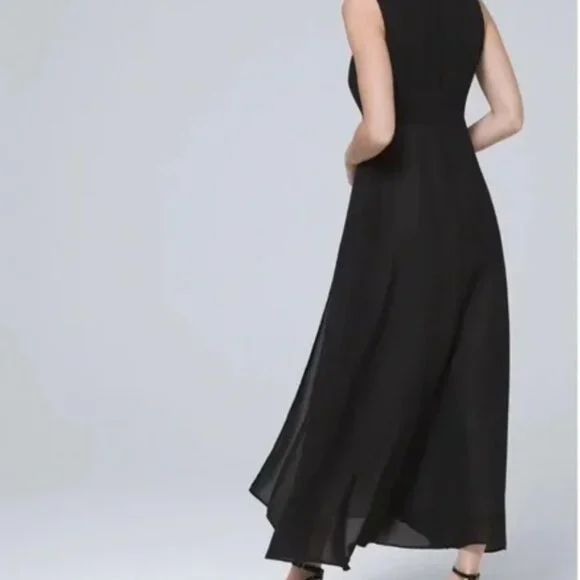 White House Black Market V Neck Jumpsuit Black and White Cocktail Attire Overlay - Picture 3 of 5